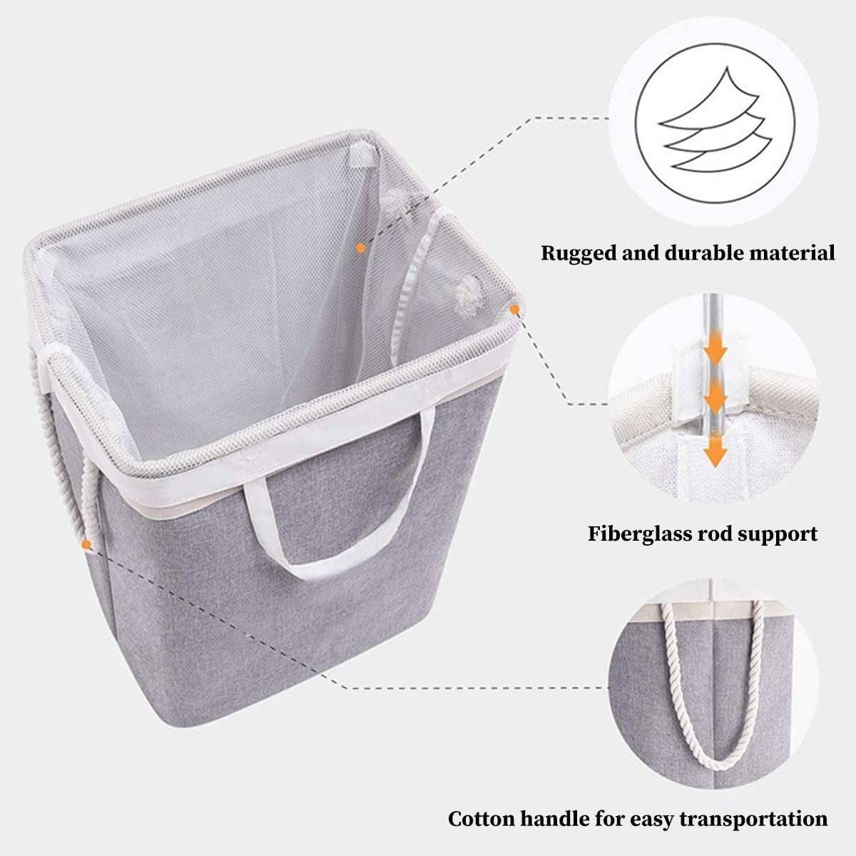 Collapsible laundry basket with lid, leak-proof and foldable bin, with removable bag, large capacity, storage bag, for dorm room, bedroom, bathroom, clothes and toys, brown - V1188-MS-313-1036 Collapsible laundry basket with lid, leak-proof and foldable bin, with removable bag, large capacity, storage bag, for dorm room, bedroom, bathroom, clothes and toys, brown - Image 3