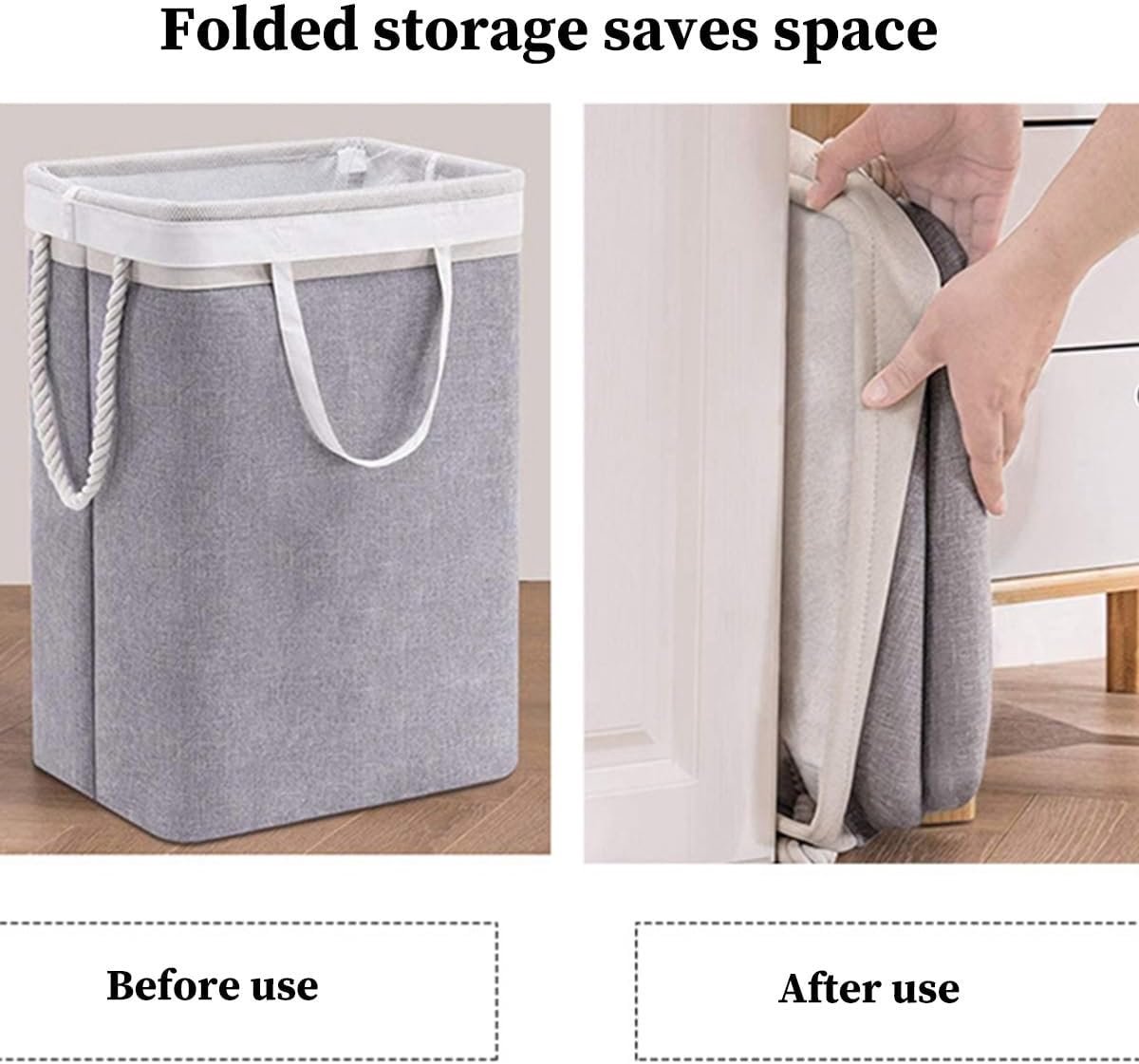 Collapsible laundry basket with lid, leak-proof and foldable bin, with removable bag, large capacity, storage bag, for dorm room, bedroom, bathroom, clothes and toys, brown - V1188-MS-313-1036 Collapsible laundry basket with lid, leak-proof and foldable bin, with removable bag, large capacity, storage bag, for dorm room, bedroom, bathroom, clothes and toys, brown - Image 6
