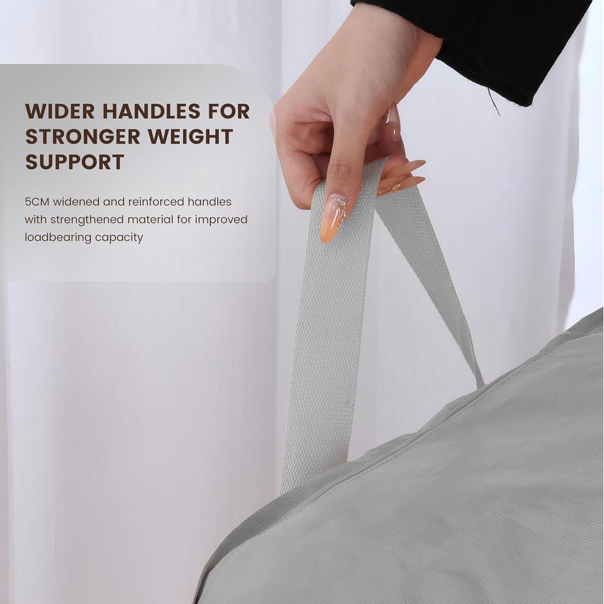 Collapsible Laundry Basket - Large Laundry Basket - Large Storage Bag - Large Carrying Bag - Travel Bag - Storage Bag, Moving Box, Clothes Storage Bag, Moving Bag - Silver - V1188-MS-313-1100 Collapsible Laundry Basket - Large Laundry Basket - Large Storage Bag - Large Carrying Bag - Travel Bag - Storage Bag, Moving Box, Clothes Storage Bag, Moving Bag - Silver - Image 2