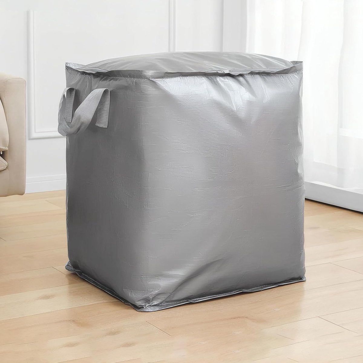 Collapsible Laundry Basket - Large Laundry Basket - Large Storage Bag - Large Carrying Bag - Travel Bag - Storage Bag, Moving Box, Clothes Storage Bag, Moving Bag - Silver - V1188-MS-313-1100 Collapsible Laundry Basket - Large Laundry Basket - Large Storage Bag - Large Carrying Bag - Travel Bag - Storage Bag, Moving Box, Clothes Storage Bag, Moving Bag - Silver - Image 3