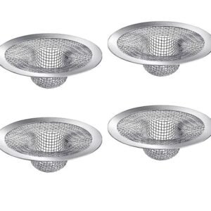4-Pack Stainless Steel Sink Strainers, Compatible with Most Bathtubs and Showers, 3.5 inches