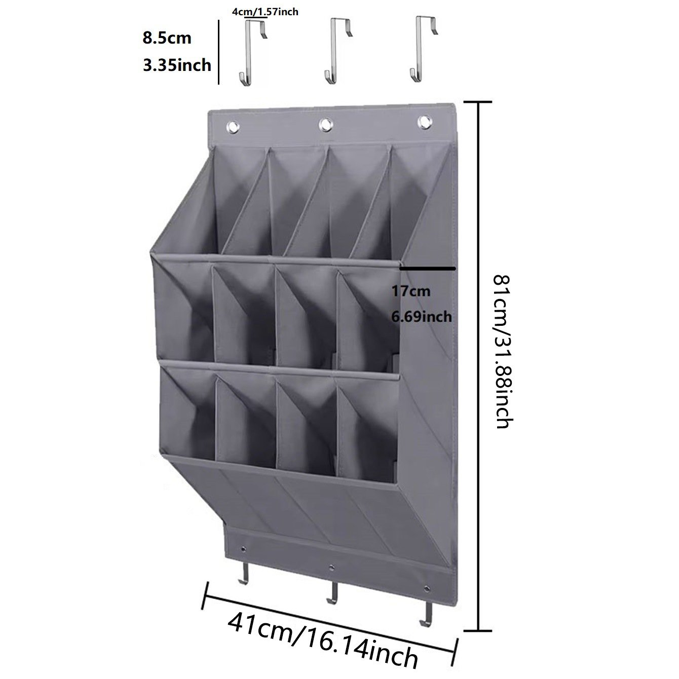 Wall-mounted shoe hat rack with hooks, black, multi-functional storage for door hanging - V1188-MS-325-0061 Wall-mounted shoe hat rack with hooks, black, multi-functional storage for door hanging - Image 2