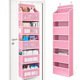 Wall-mounted doll rack with hooks, multi-functional storage rack, pink dolls, can be hung on a door