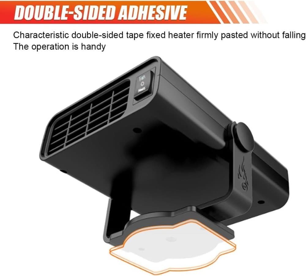12V 200W Portable Car Heater and Fan 2-in-1 with 360° Rotation, Fast Defrosting and Windshield Demisting, Black - V1188-MS-325-0082 12V 200W Portable Car Heater and Fan 2-in-1 with 360° Rotation, Fast Defrosting and Windshield Demisting, Black - Image 5