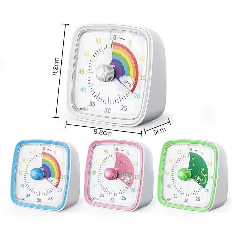 60 Minutes Visual Timer with Rainbow Pattern, Silent Flash Function, Adjustable Volume, White - V1188-MS-325-0126 60 Minutes Visual Timer with Rainbow Pattern, Silent Flash Function, Adjustable Volume, White - Image 2