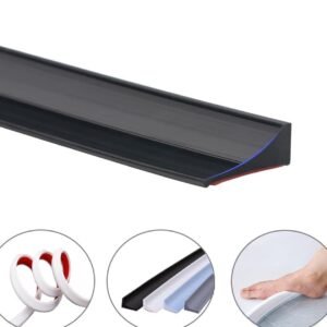 5 m Self-Adhesive Shower Strip Water Barrier with Self-Adhesive Strip, Black