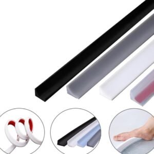 Self-Adhesive Shower Strip Water Barrier, 3 m, Transparent, 4 Colors, with Self-Adhesive Strip