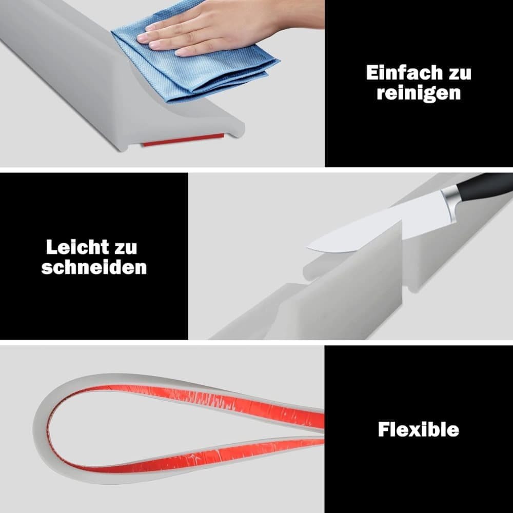 Self-Adhesive Shower Strip Water Barrier, 3 m, Transparent, 4 Colors, with Self-Adhesive Strip - V1188-MS-325-0617 Self-Adhesive Shower Strip Water Barrier, 3 m, Transparent, 4 Colors, with Self-Adhesive Strip - Image 3