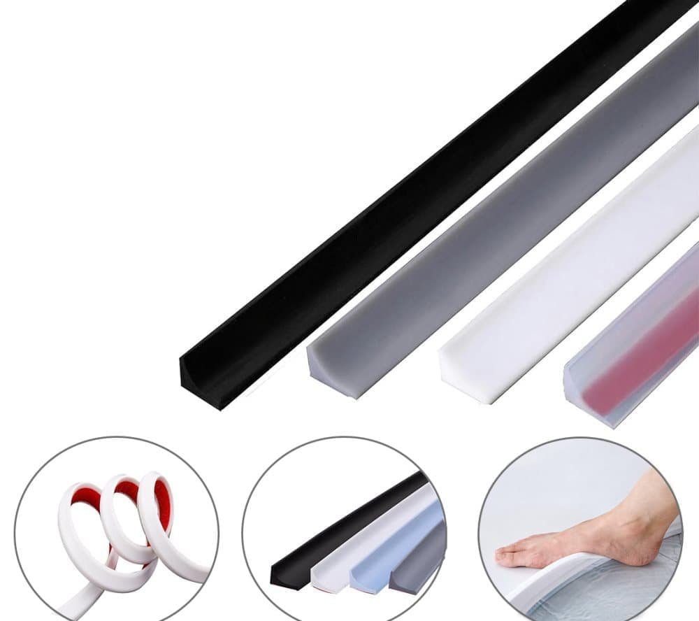 10 m Self-Adhesive Shower Strip Water Barrier with Self-Adhesive Strip, White - V1188-MS-325-0625 10 m Self-Adhesive Shower Strip Water Barrier with Self-Adhesive Strip, White
