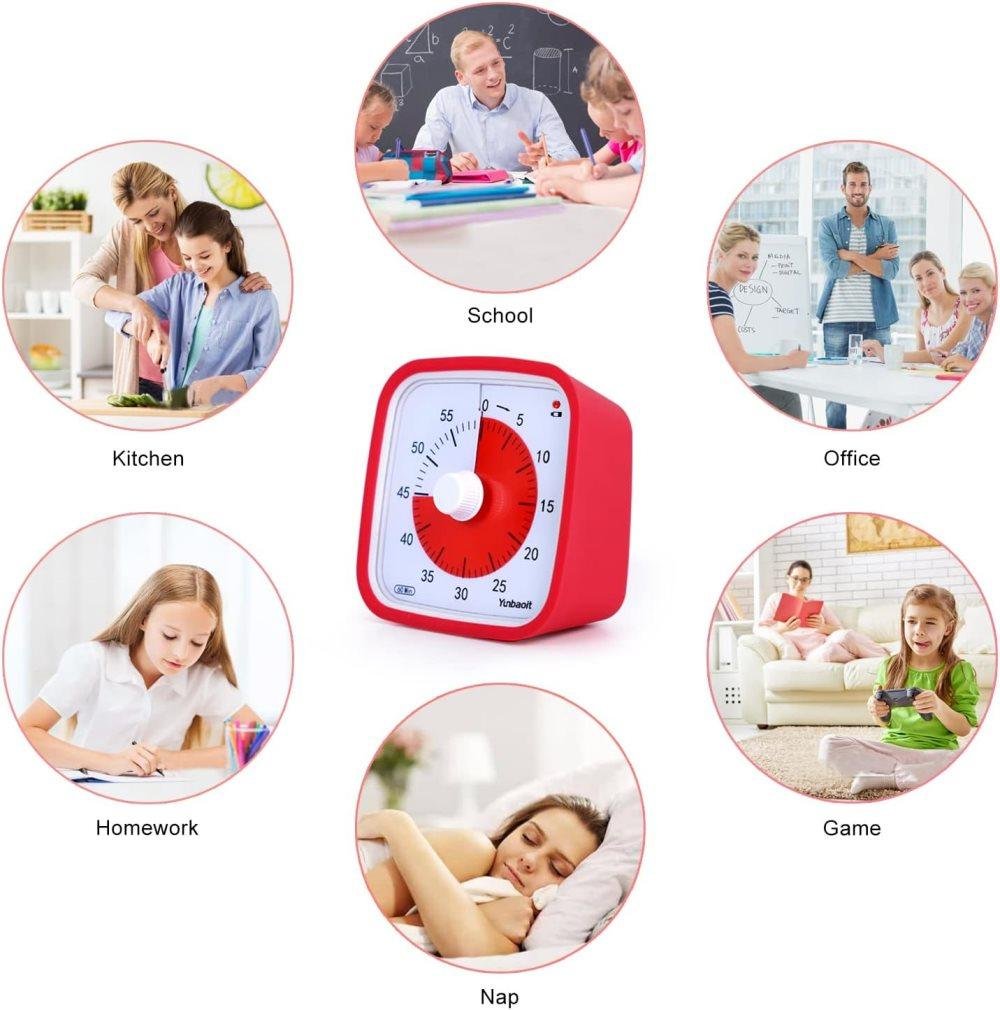 60 Minutes Visual Timer for Classrooms and Kids, Adjustable Volume, 10x10 cm, Red - V1188-MS-325-1001 60 Minutes Visual Timer for Classrooms and Kids, Adjustable Volume, 10x10 cm, Red - Image 4