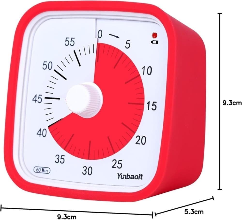 60 Minutes Visual Timer for Classrooms and Kids, Adjustable Volume, 10x10 cm, Red - V1188-MS-325-1001 60 Minutes Visual Timer for Classrooms and Kids, Adjustable Volume, 10x10 cm, Red - Image 7