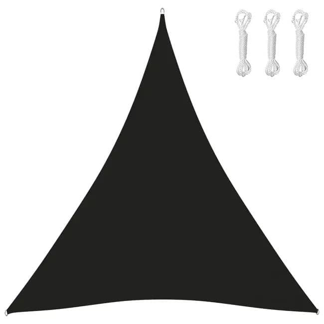3.6x3.6x3.6m Waterproof Outdoor Sun Sail Triangle UV Protective Shade Net for Camping Garden Terrace and Pool, Black