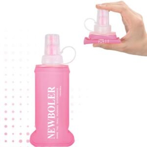 150ml Foldable Water Bottle BPA-Free Soft for Marathons Camping Hiking, 150ML, Pink