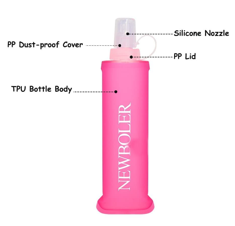 150ml Foldable Water Bottle BPA-Free Soft Bottle for Marathons Camping Hiking, 150ML, Dark Pink - V1188-MS-325-2078 150ml Foldable Water Bottle BPA-Free Soft Bottle for Marathons Camping Hiking, 150ML, Dark Pink - Image 3