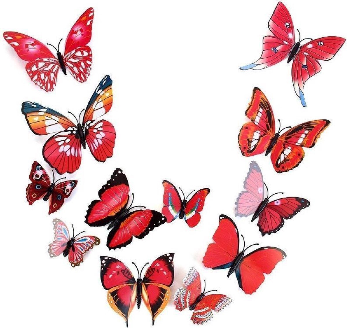 3D Wall Decoration Butterflies 12 Pieces | Wall Butterflies | Butterfly Wall Stickers | Red - V1188-MS101-00486-1 3D Wall Decoration Butterflies 12 Pieces | Wall Butterflies | Butterfly Wall Stickers | Red - Image 2