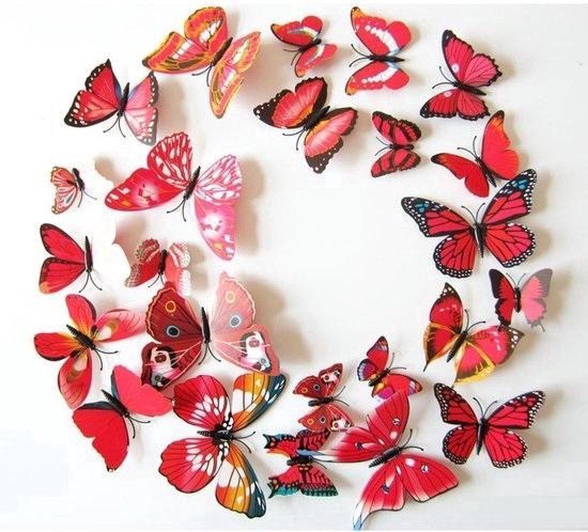3D Wall Decoration Butterflies 12 Pieces | Wall Butterflies | Butterfly Wall Stickers | Red - V1188-MS101-00486-1 3D Wall Decoration Butterflies 12 Pieces | Wall Butterflies | Butterfly Wall Stickers | Red - Image 3