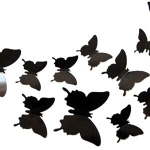 3D Wall Decoration Butterflies 12 Pieces | Wall Butterflies | Butterfly Wall Stickers | Solid Wall Stickers | Black