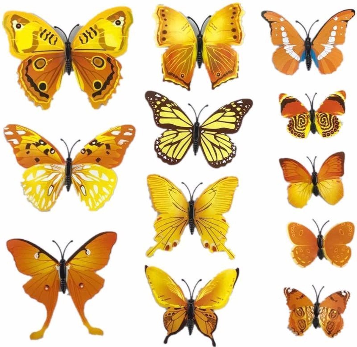 3D Wall Decoration Butterflies 12 Pieces | Wall Butterflies | Butterfly Wall Stickers | Yellow - V1188-MS101-00578-1 3D Wall Decoration Butterflies 12 Pieces | Wall Butterflies | Butterfly Wall Stickers | Yellow - Image 2