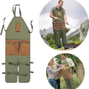Garden Apron - Men's Apron - Picking Apron with Pockets - Waterproof - Adjustable, reinforced knees - Suitable for mowing lawns and grass.