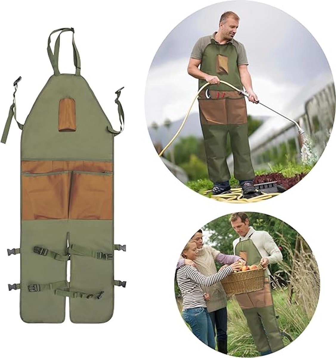 Garden Apron - Men's Apron - Picking Apron with Pockets - Waterproof - Adjustable, reinforced knees - Suitable for mowing lawns and grass. - V1188-MS101-00916-1 Garden Apron - Men's Apron - Picking Apron with Pockets - Waterproof - Adjustable, reinforced knees - Suitable for mowing lawns and grass.