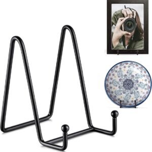 Plate Stand - Plate Rack - Plate Holder - Plate Display - 6 inch - Stand - Holder - Support - Rack - Hanger - Decorative Plates - Plates and Books - Cookbook - For Decorative Plates - Not Easily Deformed - Durable - Black - Metal