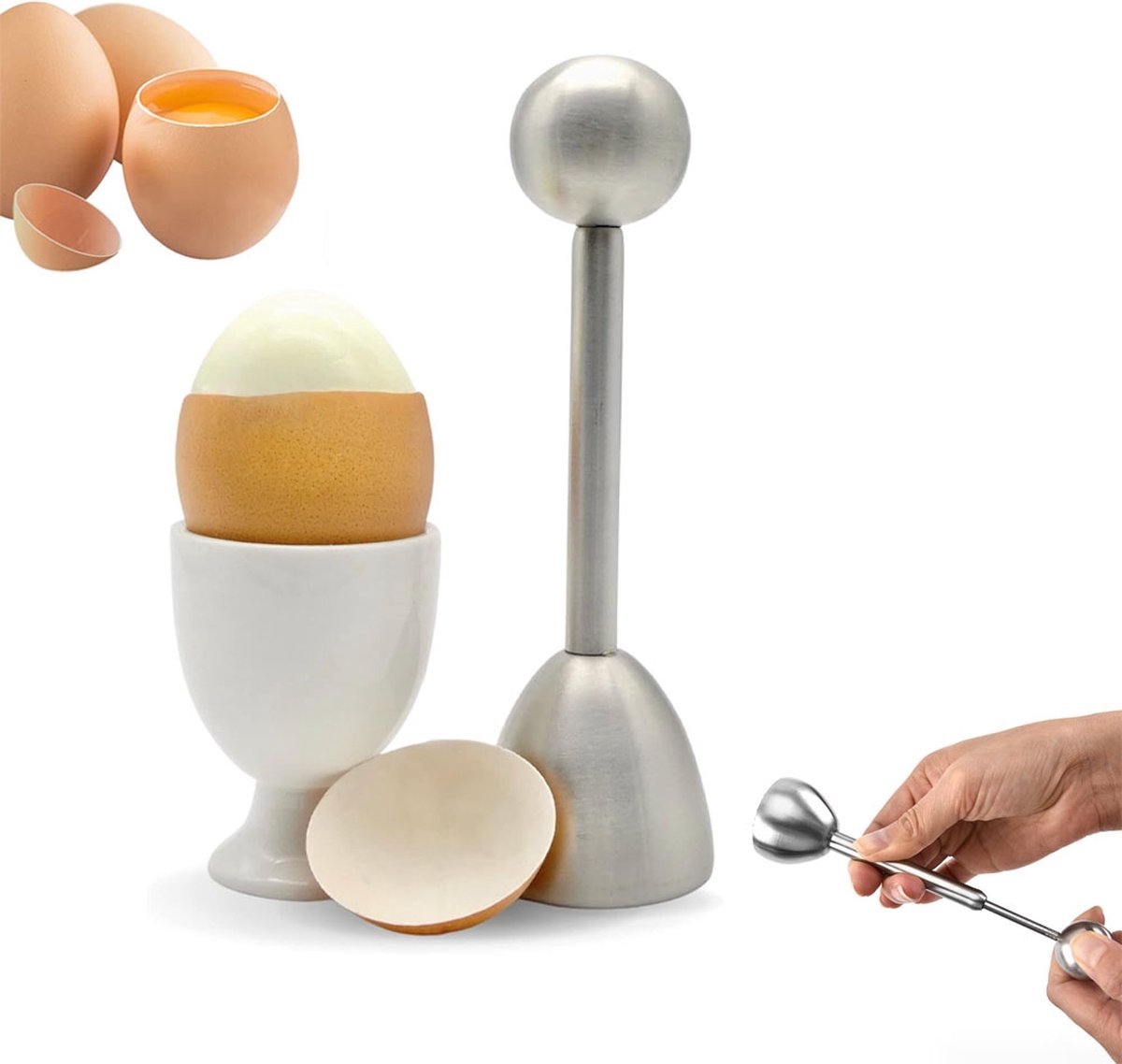 Eggshell Cutter - Stainless Steel - Egg Cutters - Eggshell Opener - Egg Decapitator - Egg Topper - Egg Unchopper - Egg Slicer - Kitchen Utensils - Silver - 1 Piece - Dishwasher Safe - V1188-MS101-01263-1 Eggshell Cutter - Stainless Steel - Egg Cutters - Eggshell Opener - Egg Decapitator - Egg Topper - Egg Unchopper - Egg Slicer - Kitchen Utensils - Silver - 1 Piece - Dishwasher Safe