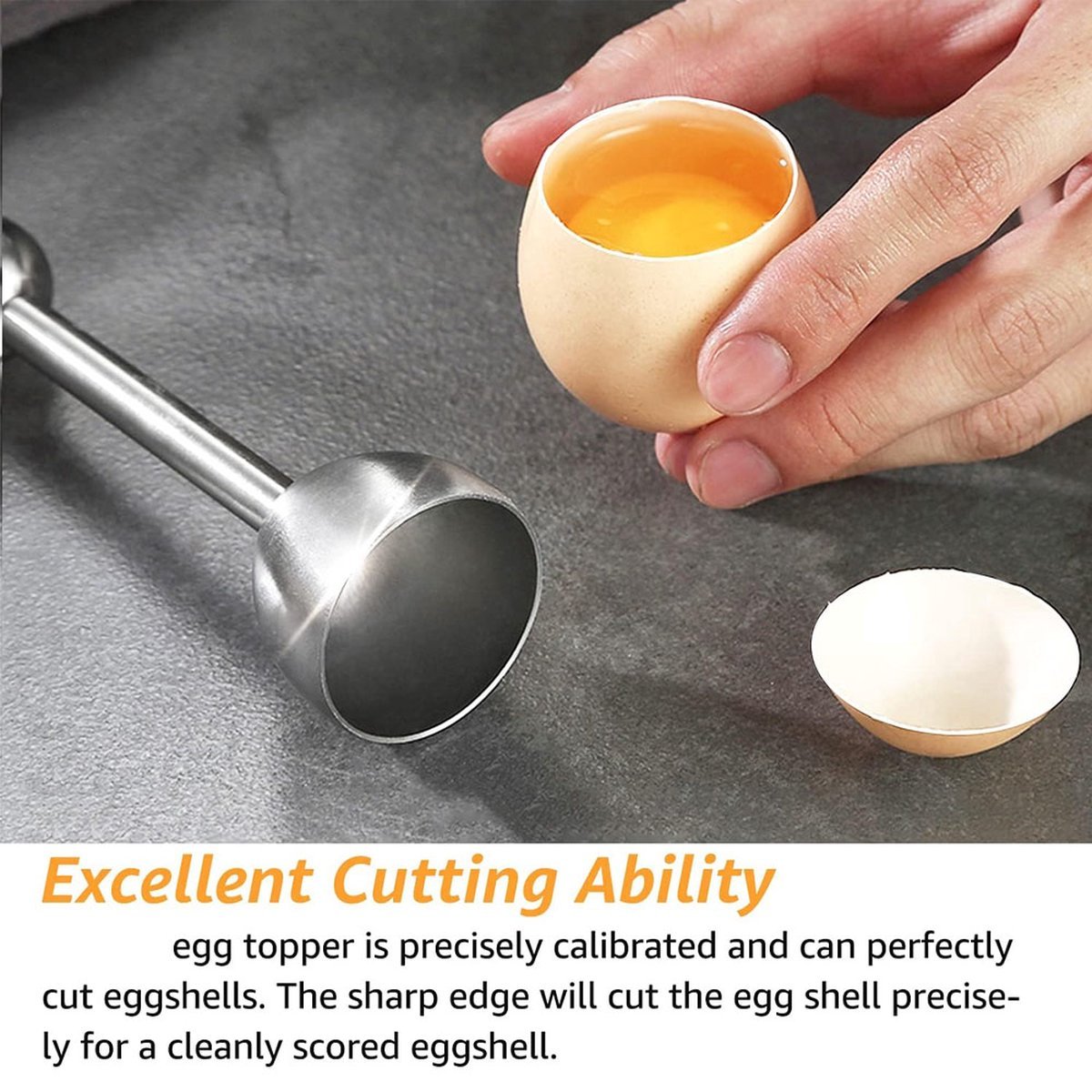 Eggshell Cutter - Stainless Steel - Egg Cutters - Eggshell Opener - Egg Decapitator - Egg Topper - Egg Unchopper - Egg Slicer - Kitchen Utensils - Silver - 1 Piece - Dishwasher Safe - V1188-MS101-01263-1 Eggshell Cutter - Stainless Steel - Egg Cutters - Eggshell Opener - Egg Decapitator - Egg Topper - Egg Unchopper - Egg Slicer - Kitchen Utensils - Silver - 1 Piece - Dishwasher Safe - Image 3