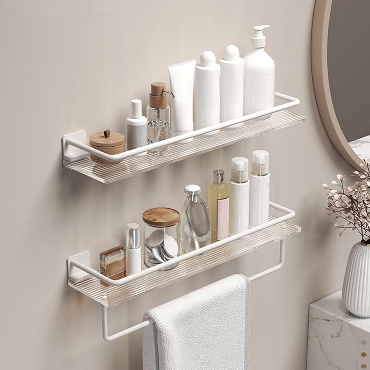 Shower Rack - 30 Cm - Wall Rack - Bathroom Rack - Small Shower Rack - Bathroom Accessories - No Drilling Required - Small Wall Rack - Hanging Shower Rack - For the Shower Storage Organization - For Kitchen Bedroom Living Room - White - 1 Piece - V1188-MS101-01428-1 Shower Rack - 30 Cm - Wall Rack - Bathroom Rack - Small Shower Rack - Bathroom Accessories - No Drilling Required - Small Wall Rack - Hanging Shower Rack - For the Shower Storage Organization - For Kitchen Bedroom Living Room - White - 1 Piece - Image 2