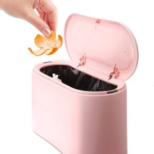 Trash Can - Sensor Trash Can - Sturdy - Countertop Waste Bin - Mini Trash Can - Desktop - Tabletop Waste Bin - Plastic Trash Can - Bathroom Waste Bin - Recycling Waste Bin - Car Trash Can - Pink - Office Trash Cans - Home / Office