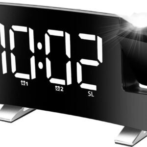 Alarm clock - radio - clock - Projection alarm clock - Digital alarm clock - Projection clock - Alarm clock radio - Clock radio - digital clock - projection clock - Multifunctional - LED - Adjustable brightness - Loud enough - for bedroom / living room /