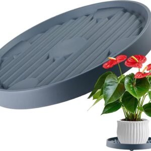 Round Flowerpot Mover - 19.3 Cm - Rolling Plant Pallet - Round Dark Grey Saucer With 4 Wheels - Plant Stand Planter Caddies - For Moving Potted Planters - For Garden, Patio, Courtyard, Terrace - Load Capacity 40 Kg - 1 Piece