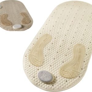 Non-Slip Shower Mat - Bath Mat with Suction Cups and Massage - Anti-Slip Shower Cabin Mat - 80x40cm - Mat for the Bath - Mat for the Bathroom - Includes Hanging Bracket - Mold Resistant & Machine Washable Bath Mats - Shower - Brown - Non-Slip Shower Mat