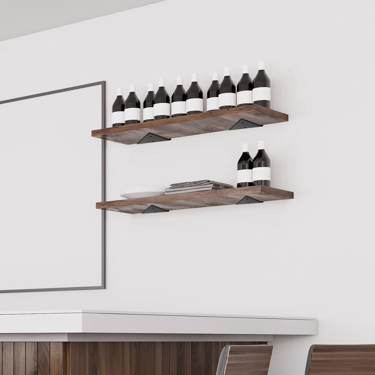 4 pieces - Shelf brackets - 10*8 cm - Wall-mounted floating bracket - Concealed shelf bracket - metal shelf brackets - triangular shelf bracket - with screws - invisible shelf bracket - for living room, bathroom and bedroom decor - black - V1188-MS101-02348-1 4 pieces - Shelf brackets - 10*8 cm - Wall-mounted floating bracket - Concealed shelf bracket - metal shelf brackets - triangular shelf bracket - with screws - invisible shelf bracket - for living room, bathroom and bedroom decor - black - Image 4