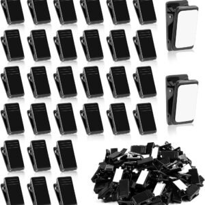 60 pieces - 1.3*2.6 cm - PP clip - self-adhesive spring clips - acrylic glue clips - self-adhesive plastic wall clips - small self-adhesive clip - small size mini spring clips - for Christmas decorations, photos, posters, school, office - black