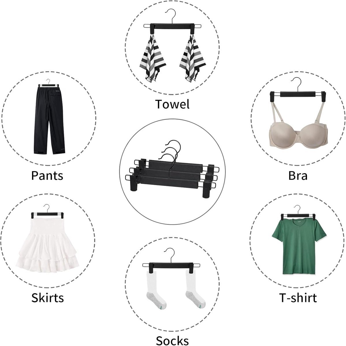Clothes Hangers - 10 Pieces - Trouser Hangers - Trouser Hangers with Clips - Garment Hangers - Skirt Hangers - Non-Slip Hanger with Clips - Clothes Rack/Coat Rack/Jacket/Trouser Hanger - Space-Saving - Adjustable Clip Hangers, Garment Jacket Clothing Jean - V1188-MS101-02608-1 Clothes Hangers - 10 Pieces - Trouser Hangers - Trouser Hangers with Clips - Garment Hangers - Skirt Hangers - Non-Slip Hanger with Clips - Clothes Rack/Coat Rack/Jacket/Trouser Hanger - Space-Saving - Adjustable Clip Hangers, Garment Jacket Clothing Jean - Image 2