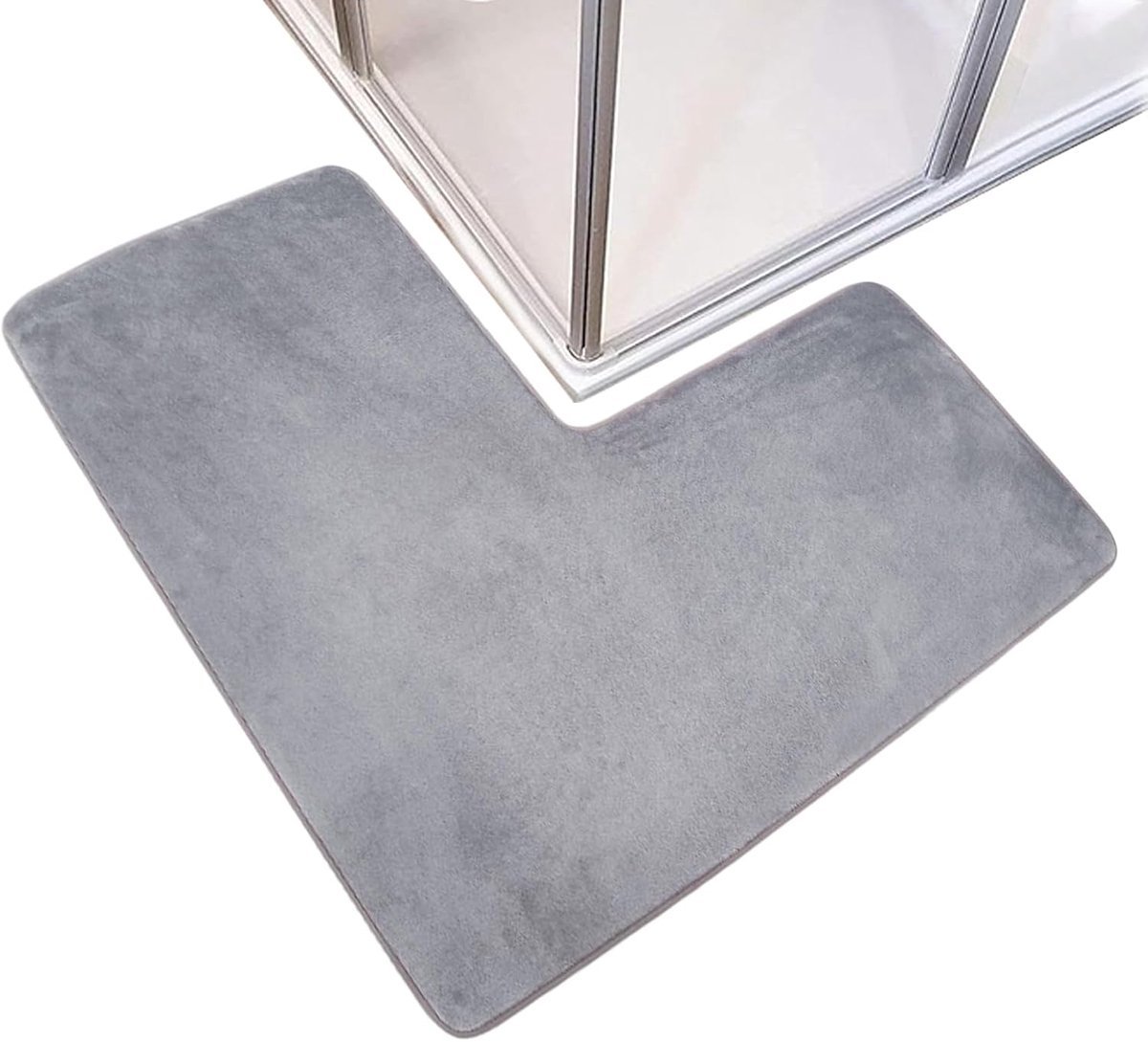 L-shaped bath mat - Shower mat - Bath mat - Floor mat - Non-slip mat - Corner bath mat - Corner shower mats - Non-slip foot mat - Doormat - Entrance mat - for home, door, sink, floor, toilet, kitchen, indoors and outdoors - 80*80 cm - grey - V1188-MS101-02611-1 L-shaped bath mat - Shower mat - Bath mat - Floor mat - Non-slip mat - Corner bath mat - Corner shower mats - Non-slip foot mat - Doormat - Entrance mat - for home, door, sink, floor, toilet, kitchen, indoors and outdoors - 80*80 cm - grey