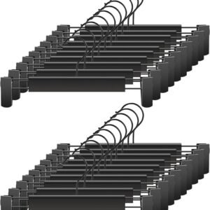 Clothes Hangers - 20 Pieces - Trouser Hangers - Trouser Hangers with Clips - Garment Hangers - Skirt Hangers - Non-Slip Hanger with Clips - Clothes Rack/Coat Rack/Jacket/Trouser Hanger - Space-Saving - Adjustable Clip Hangers, Garment Coat Clothes Jeans H