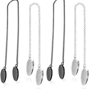 Napkin chain with clips - 4 pieces napkin chain - napkin clips - napkin clips with chain - 50 cm metal chain - Napkin clips - silver metal napkin clips - napkin clip chain - for seniors adults children - Silver & Black