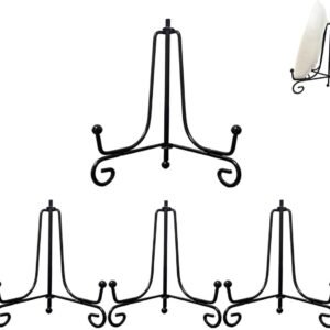 4 pieces - sign stand - plate holder - iron plate stands - plate stands for display - Display rack - foldable easel stand - metal photo stand - photo stand - book stand - plate stands - 4 inch - black