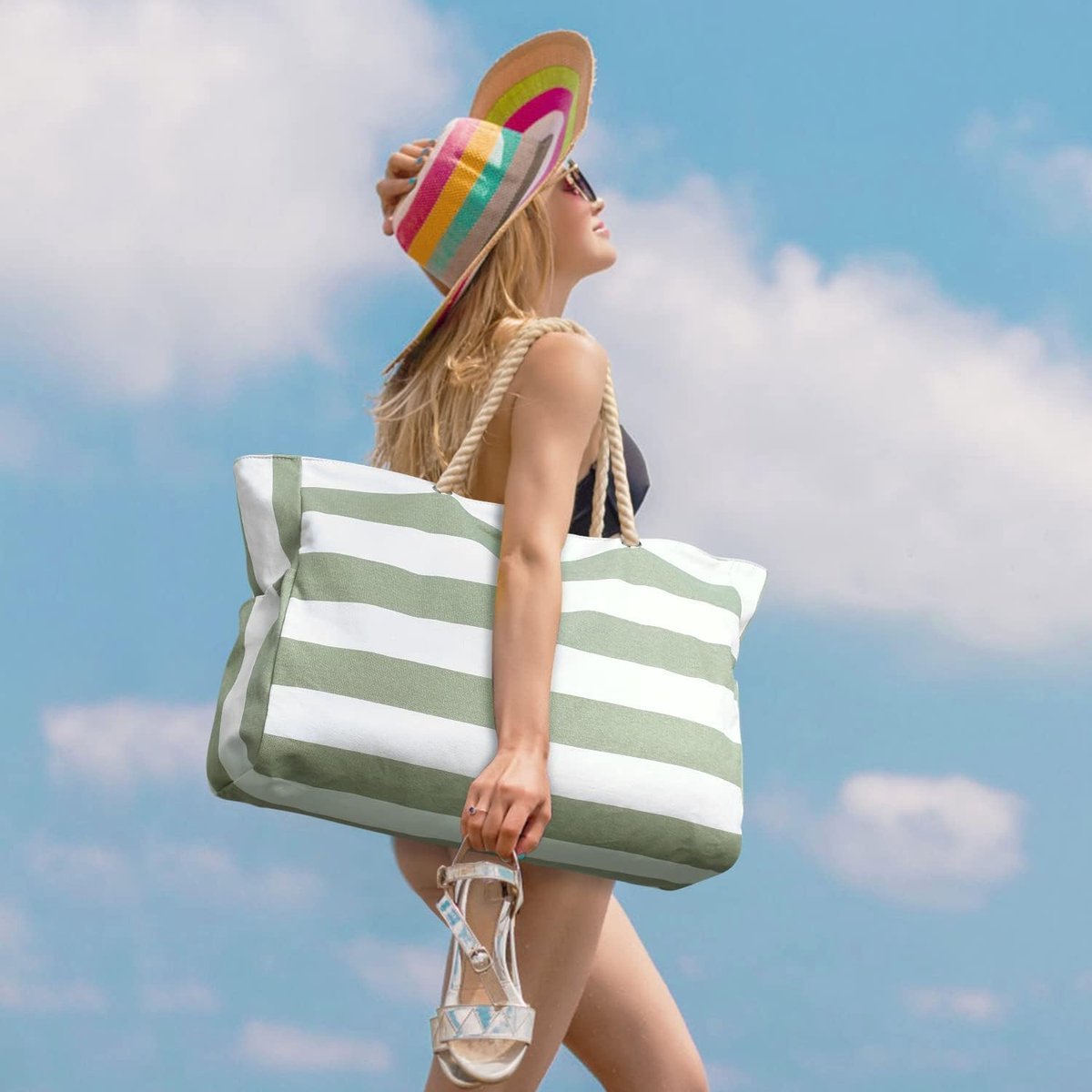 Beach bag - large beach bags for women - waterproof beach bags with zipper and rope handle, travel bags Shopping essentials Pool Gym - Vegetables - V1188-MS101-02952-1 Beach bag - large beach bags for women - waterproof beach bags with zipper and rope handle, travel bags Shopping essentials Pool Gym - Vegetables - Image 5