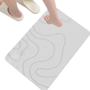 Absorbent Bath Mat - 40*60 cm - Diatomaceous Earth Bath Mat - Non-Slip Diatomite Mat - Non-Slip Shower Mat - Shower Mat - Bathroom Mat - Toilet Mat - non-slip bath mat - water-absorbent mat - entrance doormat - quick-drying bath mat - light grey