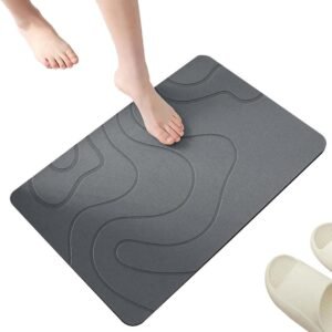 Absorbent Bath Mat - 40*60 cm - Diatomaceous Earth Bath Mat - Non-Slip Diatomite Mat - Non-Slip Shower Mat - Shower Mat - Bathroom Mat - Toilet Mat - non-slip bath mat - water-absorbent mat - entrance doormat - quick-drying bath mat - dark grey