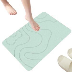 Absorbent Bath Mat - 40*60 cm - Diatomaceous Earth Bath Mat - Non-Slip Diatomite Mat - Non-Slip Shower Mat - Shower Mat - Bathroom Mat - Toilet Mat - non-slip bath mat - water-absorbent mat - entrance doormat - quick-drying bath mat - green