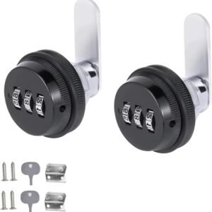2 pieces - Combination lock - 62*38 mm - Suitable for panel thicknesses of 15-25 mm - Cabinet locks - Drawer locks - secure drawer mailbox cabinet code lock - for cabinet drawer mailbox - black