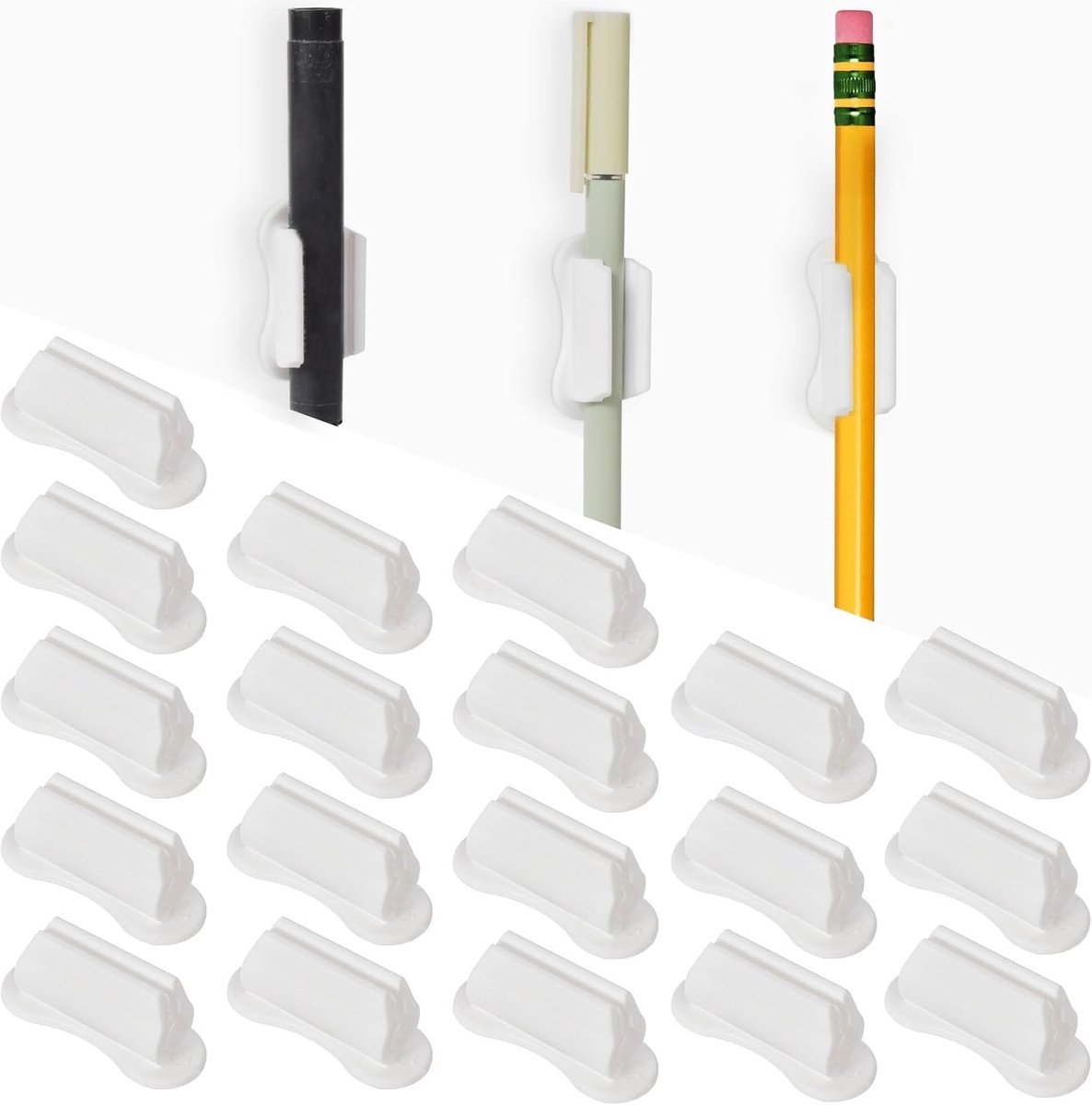 22 pieces - pen holder - pen holder for desk - self-adhesive silicone pen holder - for clipboard mounting in classroom - highlighter holder - pencil holder - for desk, classroom, office accessories - white - 2*4.7 cm - V1188-MS101-03259-1 22 pieces - pen holder - pen holder for desk - self-adhesive silicone pen holder - for clipboard mounting in classroom - highlighter holder - pencil holder - for desk, classroom, office accessories - white - 2*4.7 cm