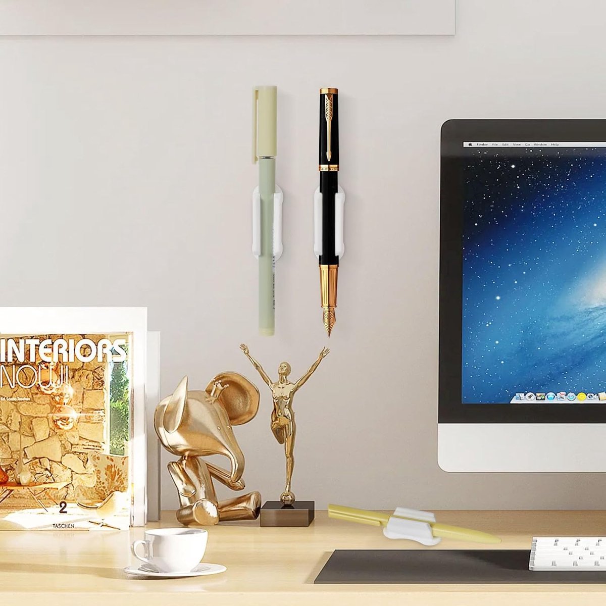 22 pieces - pen holder - pen holder for desk - self-adhesive silicone pen holder - for clipboard mounting in classroom - highlighter holder - pencil holder - for desk, classroom, office accessories - white - 2*4.7 cm - V1188-MS101-03259-1 22 pieces - pen holder - pen holder for desk - self-adhesive silicone pen holder - for clipboard mounting in classroom - highlighter holder - pencil holder - for desk, classroom, office accessories - white - 2*4.7 cm - Image 4