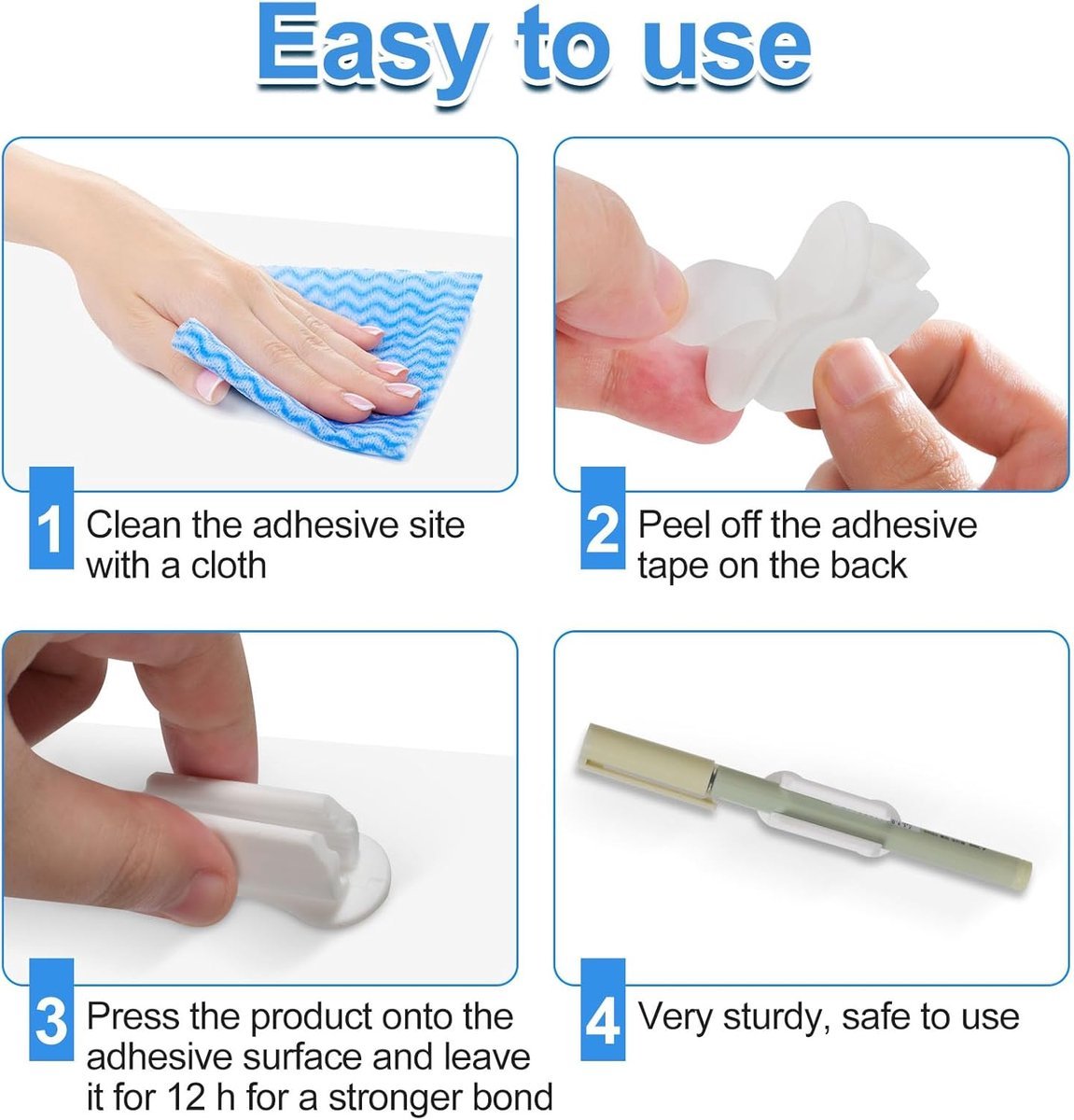 22 pieces - pen holder - pen holder for desk - self-adhesive silicone pen holder - for clipboard mounting in classroom - highlighter holder - pencil holder - for desk, classroom, office accessories - white - 2*4.7 cm - V1188-MS101-03259-1 22 pieces - pen holder - pen holder for desk - self-adhesive silicone pen holder - for clipboard mounting in classroom - highlighter holder - pencil holder - for desk, classroom, office accessories - white - 2*4.7 cm - Image 6