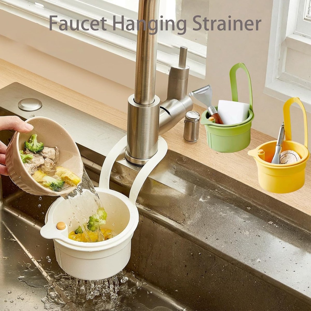 Drain Basket - Drain Filter - Sink Storage Holder - Faucet Hanging Strainer - Sink Drain Basket - Sink Strainer Basket - Sink Food Waste Collection Bin - Sink Trash Can - Plastic Kitchen Sink Strainer - Food Fruit Vegetable Drying Rack - Yellow - V1188-MS101-03294-1 Drain Basket - Drain Filter - Sink Storage Holder - Faucet Hanging Strainer - Sink Drain Basket - Sink Strainer Basket - Sink Food Waste Collection Bin - Sink Trash Can - Plastic Kitchen Sink Strainer - Food Fruit Vegetable Drying Rack - Yellow - Image 6