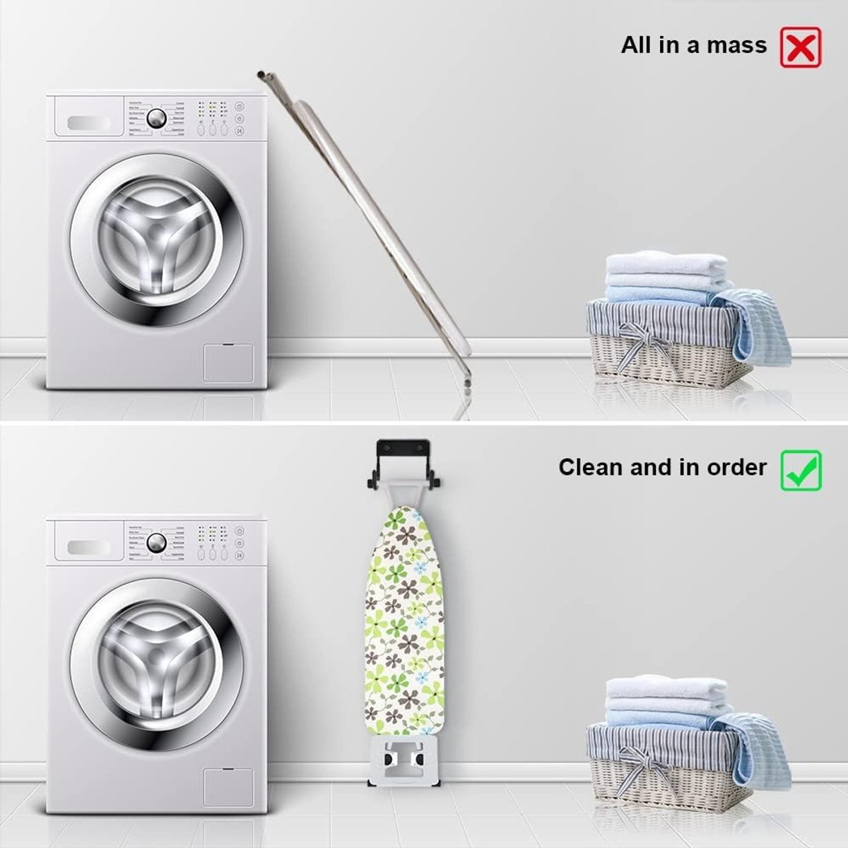 Ironing board holder - Ironing board hanging system - Hook for ironing board - Wall-mounted ironing board holder - Ironing board organizer - Hook - Storage hooks - wall hooks - tool hooks - for laundry rooms, garages and storage rooms - 12*11*6 cm - black - V1188-MS101-03326-1 Ironing board holder - Ironing board hanging system - Hook for ironing board - Wall-mounted ironing board holder - Ironing board organizer - Hook - Storage hooks - wall hooks - tool hooks - for laundry rooms, garages and storage rooms - 12*11*6 cm - black - Image 4