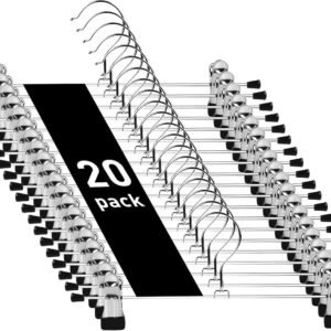 Clothes Hangers - 20 Pieces - Trouser Hangers - Trouser Hangers with Clips - Garment Hangers - Skirt Hangers - Non-Slip Hanger with Clips - Clothes Rack/Coat Rack/Jacket/Trouser Hanger - Space-Saving - Adjustable Clip Hangers - For Trousers Skirts Socks U